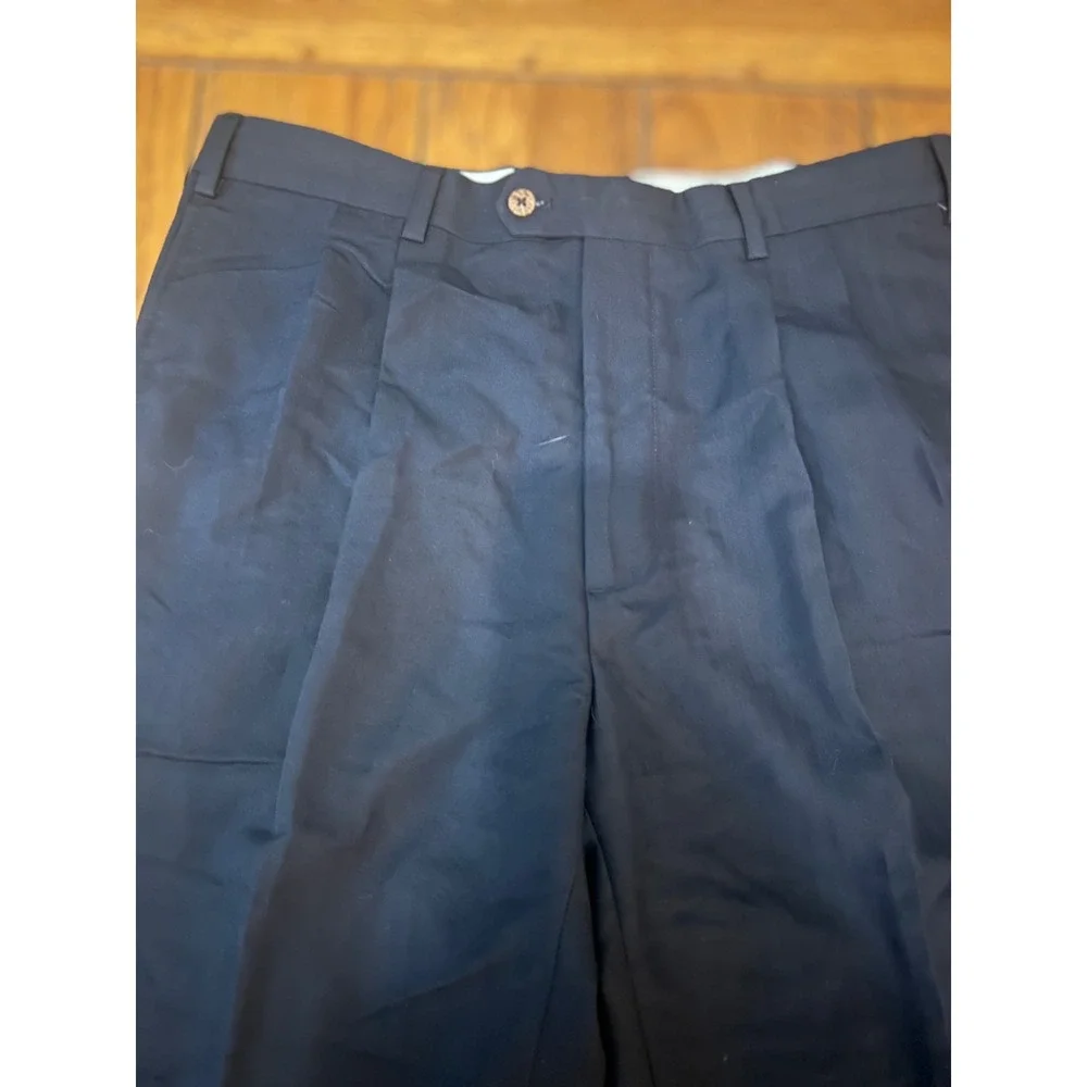 Geoffrey Beene Mens Black Double Pleated Cuffed Dress Pants Trousers 38x30